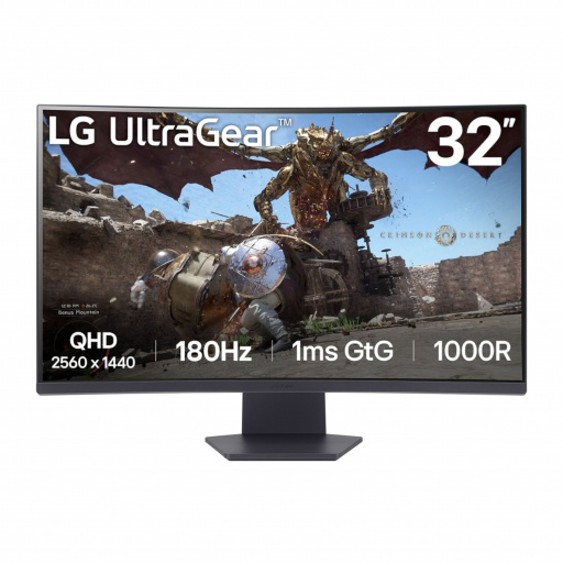 LG 32GS60QC-B 32'' UltraGear™ QHD 180Hz 1ms AMD FreeSync™ HDR10 1000R Curved Gaming Monitor; 180Hz refresh rate; 1ms (GtG) respo