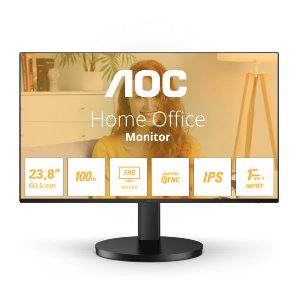 AOC 23.8' IPS 1ms 120hz, Ultra Slim, Speakers, Flicker Free, FHD 1080, VGA, HDMI. VESA 100 x 100, Earphone.Low Blue, Adaptive Sy