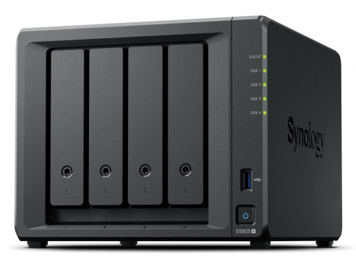 Synology DS925+ 4 Bay NAS (Upgradeable to 9 bay) AMD Ryzen V1500B 4C CPU 4GB DDR4 ECC SODIMM (2 DIMM slots)