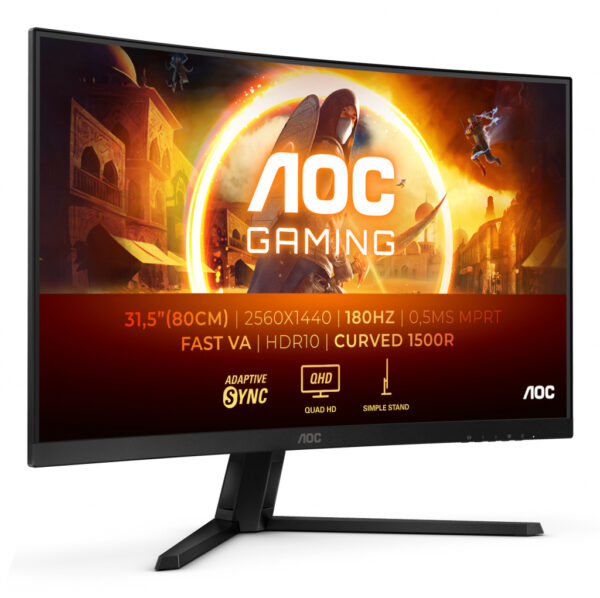 AOC G4 CQ32G4VE computer monitor 80 cm (31.5") 2560 x 1440 pixels Quad HD LCD Black, Grey - Image 17