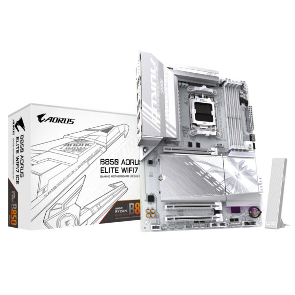 GIGABYTE B850 AORUS ELITE WIFI7 ICE Motherboard - AMD Ryzen 9000 Series CPUs, 12+2+1 Phases Digital VRM, up to 8200MHz DDR5 (OC)