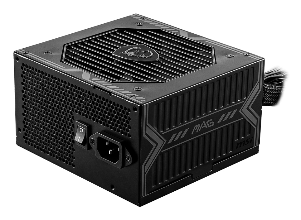 MSI MAG A550BN UK PSU '550W, 80 Plus Bronze certified, 12V Single-Rail, DC-to-DC Circuit, 120mm Fan, Non-Modular, Sleeved Cables