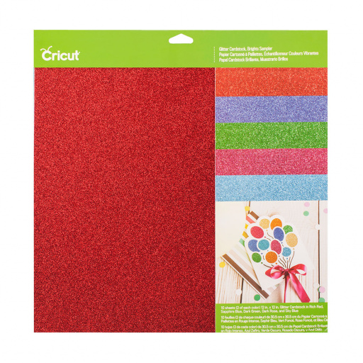 Cricut 2007757 - Cricut Glitter Cardstock 30x30cm 10-sheet Sampler (Brights)
