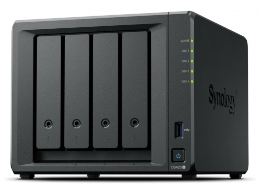 Synology DiskStation DS425+ 4 Bay - Intel Celeron J4125 4C CPU 2 GB soldered DDR4 non-ECC (1 memory slot upgradeable to 6GB)