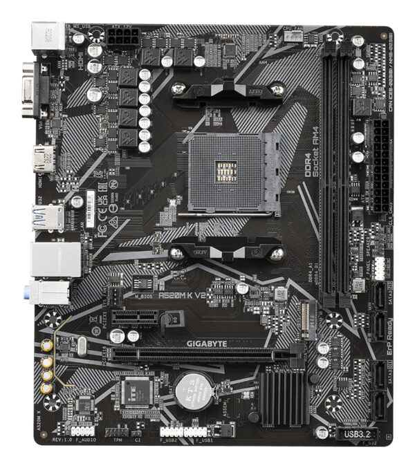 GIGABYTE A520M K V2 Motherboard - Supports AMD Ryzen 5000 Series AM4 CPUs, up to 5100MHz DDR4 (OC), PCIe Gen3 x4 M.2, GbE LAN, U - Image 3