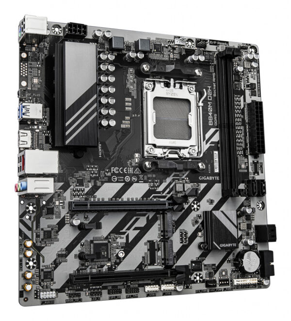 GIGABYTE B840M D2H Motherboard - AMD Ryzen 9000 CPUs, 5+2+2 Phases VRM, up to 7600MHz DDR5, 1xPCIe 4.0 + 1xPCIe 3.0 M.2, 2.5GbE - Image 3