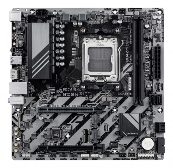 GIGABYTE B840M D2H Motherboard - AMD Ryzen 9000 CPUs, 5+2+2 Phases VRM, up to 7600MHz DDR5, 1xPCIe 4.0 + 1xPCIe 3.0 M.2, 2.5GbE - Image 2
