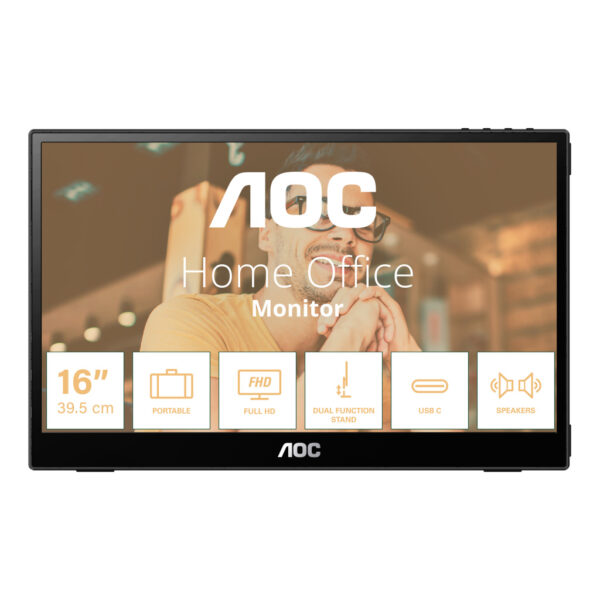 AOC 16T3E computer monitor 39.6 cm (15.6") 1920 x 1080 pixels Black