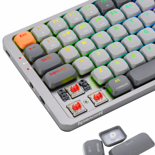 REDRAGON K652GG-RGB-PRO Azure keyboard USB + RF Wireless + Bluetooth Grey