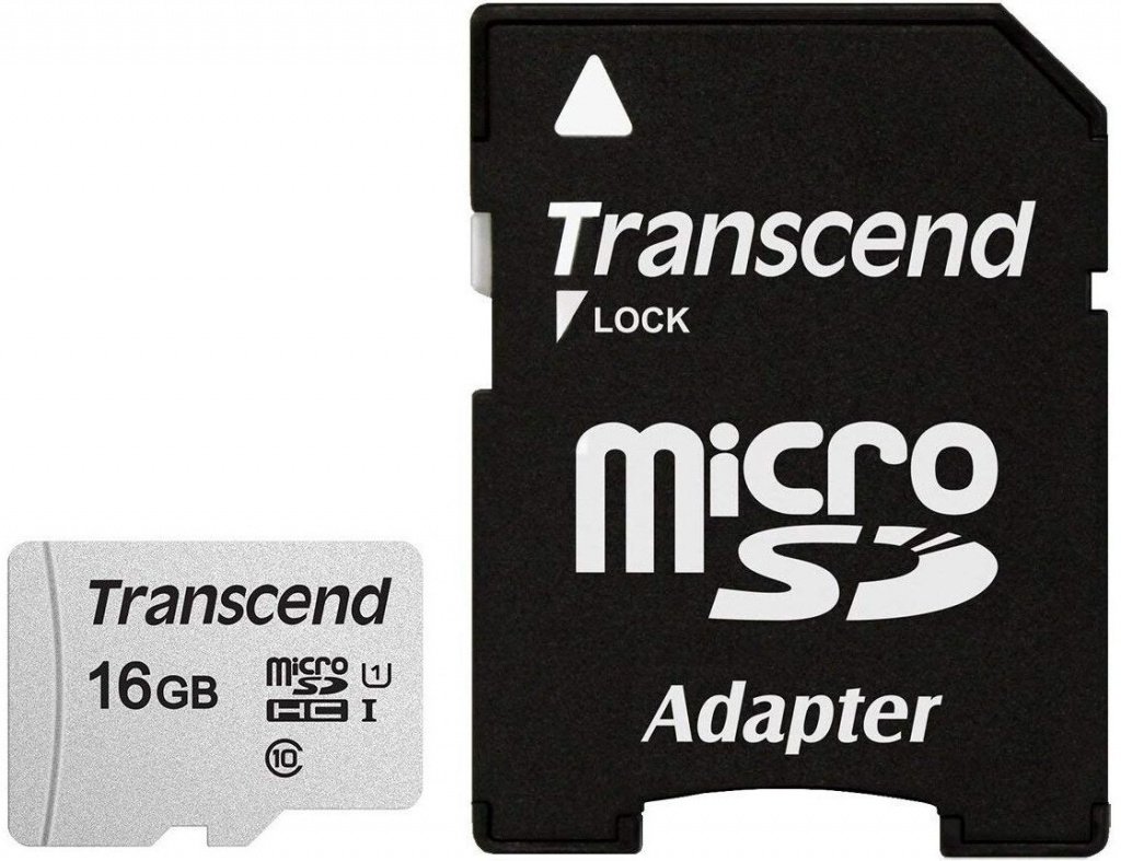 Transcend microSD Card SDHC 300S 16GB with Adapter