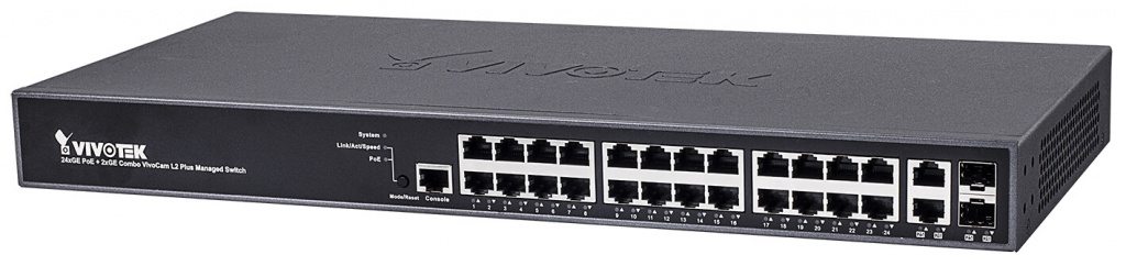 VIVOTEK AW-GEV-267A-370 network switch Managed L2+ Gigabit Ethernet (10/100/1000) Power over Ethernet (PoE) Black