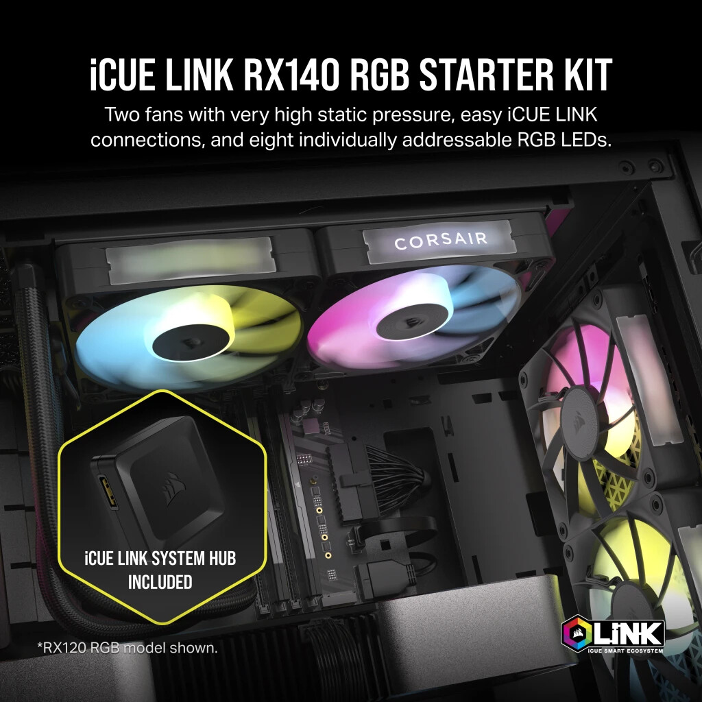 Corsair iCUE LINK RX140 RGB Computer case Fan 14 cm Black 2 pc(s) - Image 6