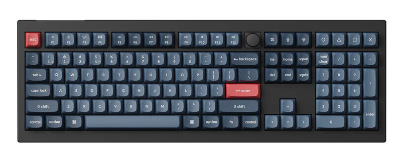Keychron V6 MAX keyboard Universal RF Wireless + Bluetooth Black, Dark Blue